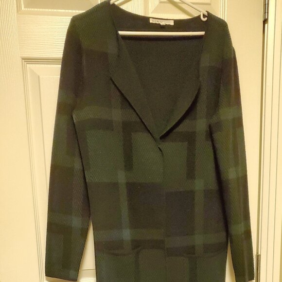 CLEO Green & Black Plaid Knit Cardigan - Picture 2 of 8
